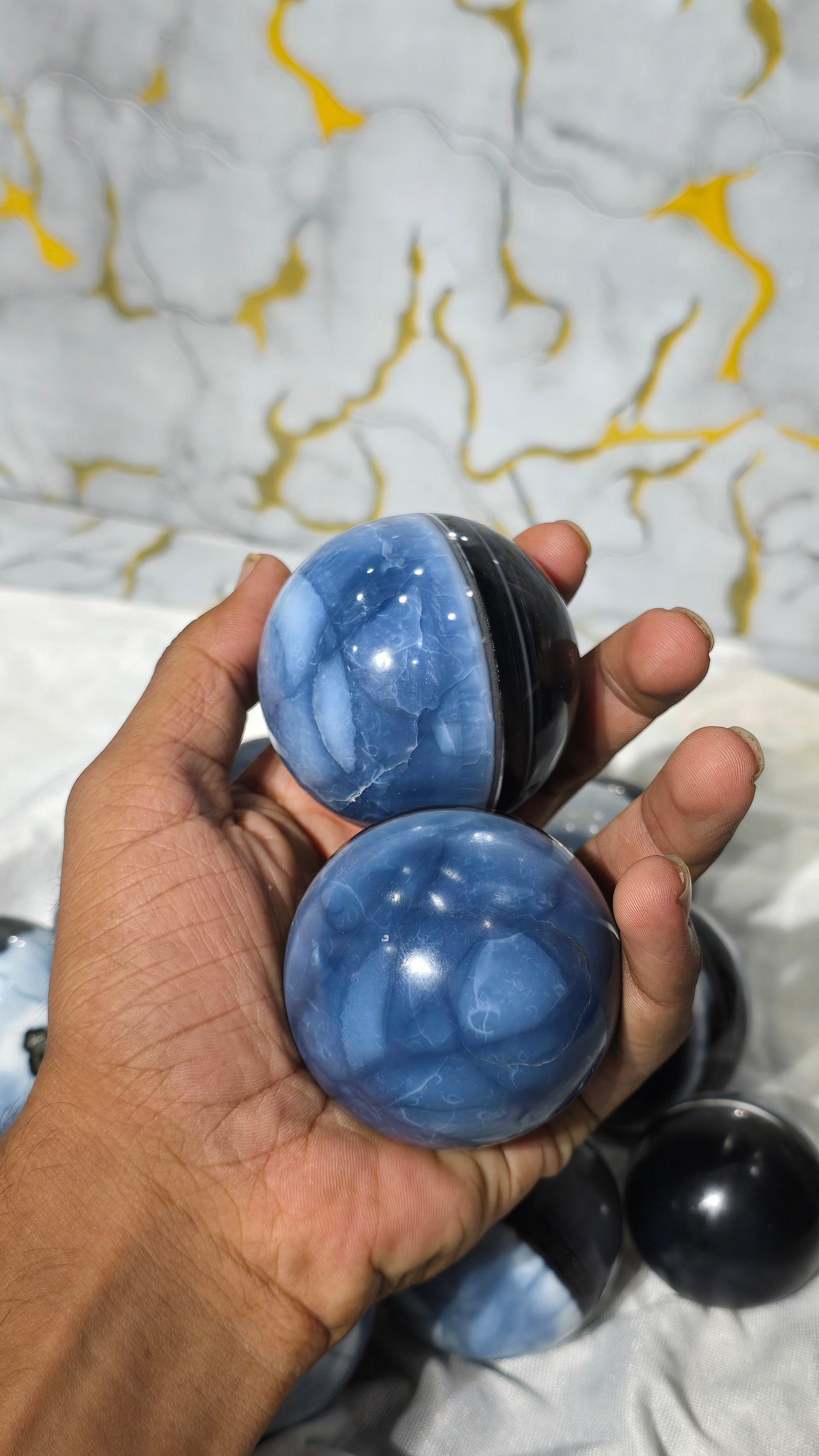 Natural Blue Opal Sphere – Polished Gemstone Crystal Ball